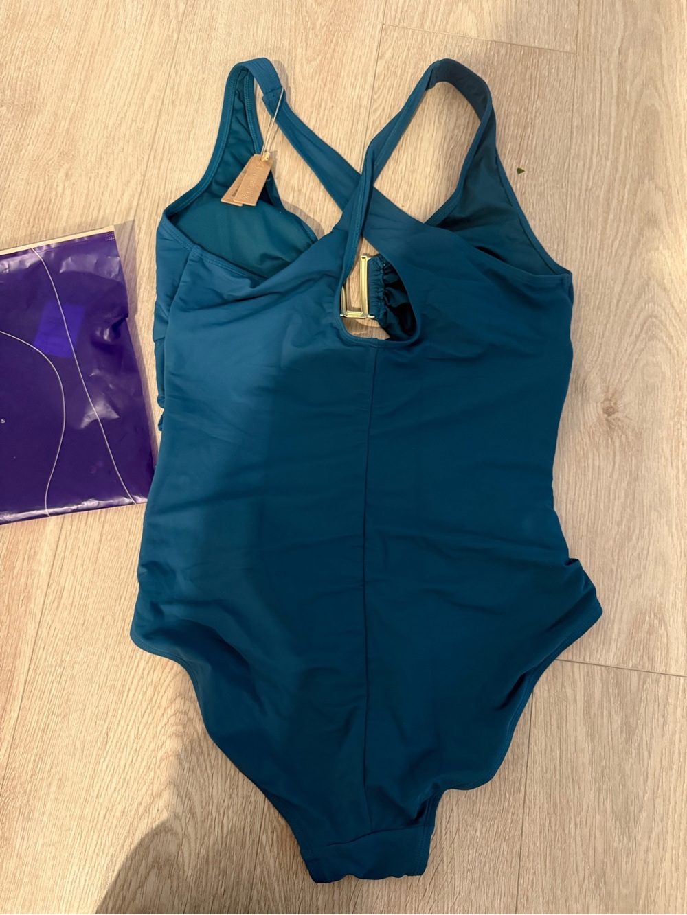 Women's Teal One-Piece Swimsuit with Crossback Support